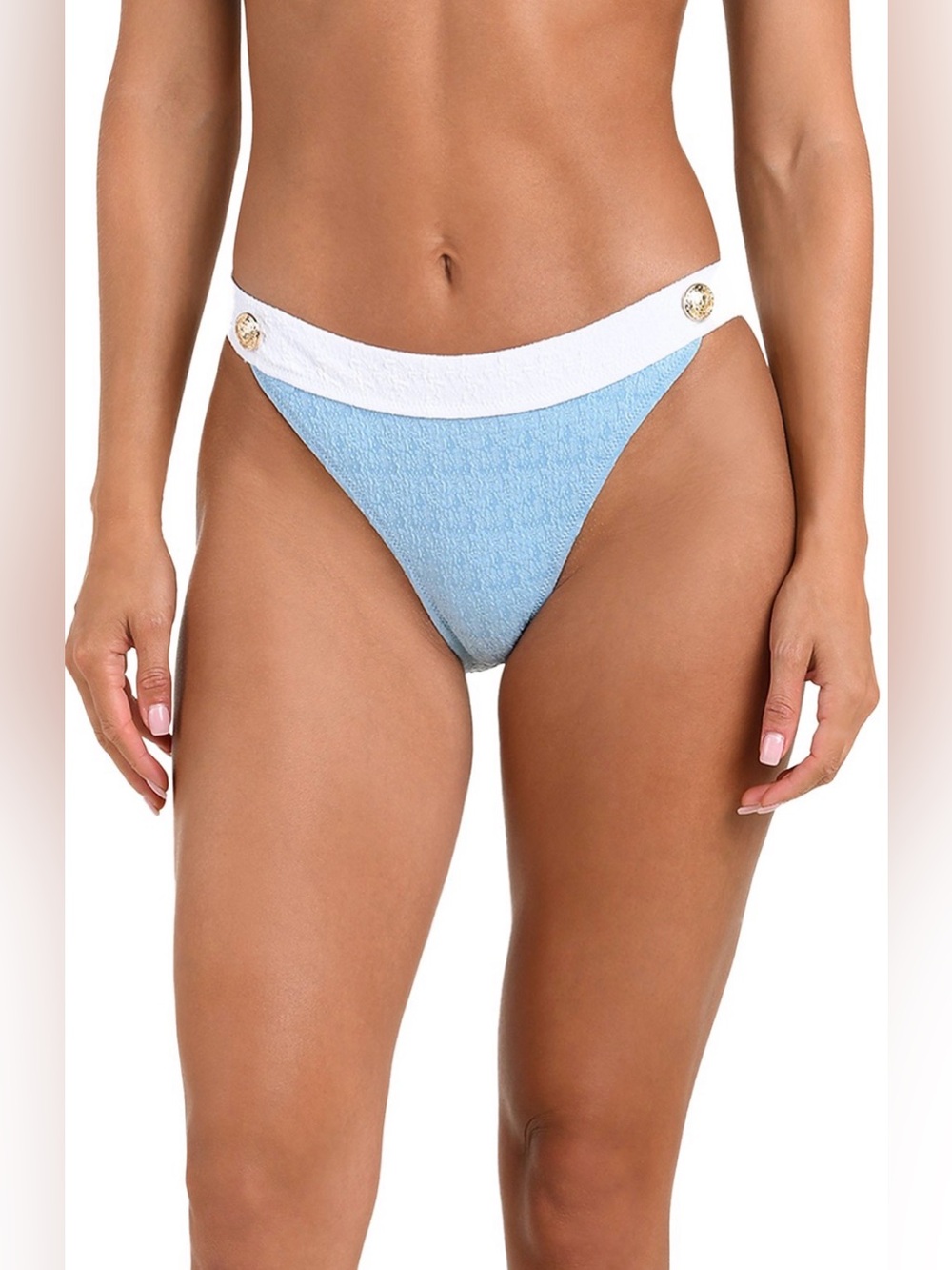 L'AGENCE Jean Colorblocked Chic Bikini Bottom in Powder Blue